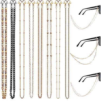 Vergissmeinnicht 8 cadenas de 70 cm para gafas de sol, dorado, 55