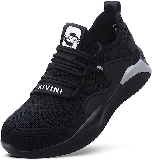 KIVINI  Zapatos de Seguridad para Hombre Zapatillas Zapatos de Mujer Seguridad de Acero Ligeras Calzado de Trabajo para Comodas Unisex Zapatos de Industria y Construcción,talla 39 Color Negro.