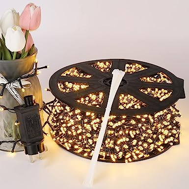 Luz Navidad Exterior,Marchpower Guirnalda Luces Exterior 50M 2000LEDs Cadena Luces Impermeable,8 Modos Luz,Función de Memoria Enchuf para Decoración Navidad Fiesta Boda Casa Patio Jardín-Blanco Cálido