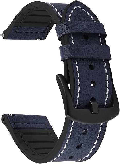 Fullmosa Correa de Reloj de Liberación Rápida 22 mm 20 mm, Bandas de Cuero Híbridas de Silicona para Samsung Galaxy Watch/Huawei Watch/Garmin Forerunner/Amazfit