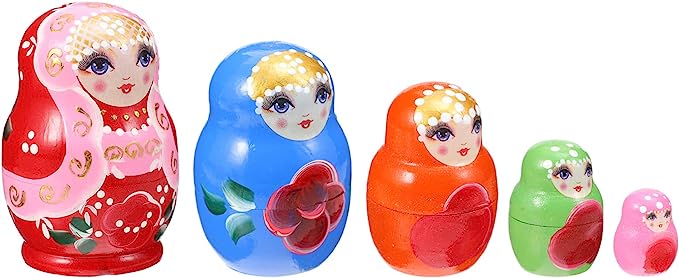 STOBOK Muñecas matrioska de madera de 5 capas Babuschka niña, muñecas rusas, juguetes de madera, estilo B, decoración para el hogar, habitación de cumpleaños, fiesta de Navidad, regalo