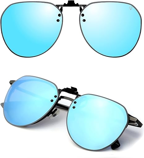 CREYESTAL Clip Gafas de Sol Polarizadas, Clip para Gafas para Sol, Clip Solar, Abatible y Ultraligero, Hombre, Mujer, 100% Anti-UV, Certificado CE