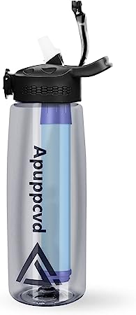 Apuppcvd Botella Agua Deporte, 650 ml Tritan Ecologica con Filtro Botella reutilizable, Sin BPA Colador Extraíble para Bidon Ciclismo，Gimnasia, Yoga, gimnasio，A pie y Viajes (Gris)
