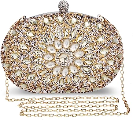 UBORSE Elegante Bolsillo de Boda,Bolso de Boda de Mujer,Bolso de Joyería Bolso de Costura de Diamante de Agua de Boda de Mujer para Compromiso/Boda/Ceremonia de Graduación/Fiesta Temática