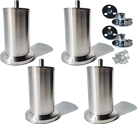 4 patas de muebles de acero inoxidable 304, para muebles de acero inoxidable, para patas de armario, cama, patas de sofá, patas de mesa, utiliza tornillos M8, soporta más de 600 kg (3 cm)