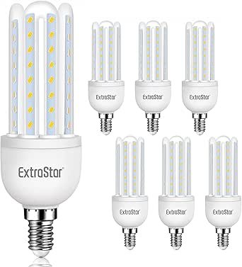 EXTRASTAR Bombilla LED 3U, E14, 12W equivalente a 96 W, Luz blanca fría 6500K, 1080 lúmenes, no regulable - 6 pcs