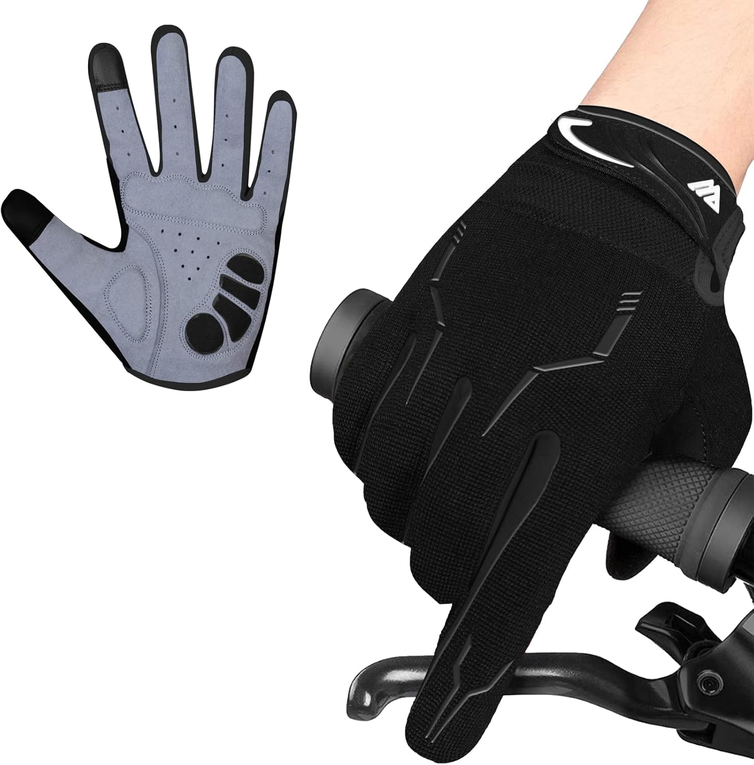 WESTWOOD FOX WFX - Guantes de ciclismo de dedo completo, guantes de bicicleta de montaña para pantalla táctil, guantes acolchados antideslizantes para bicicleta de carretera, guantes deportivos para