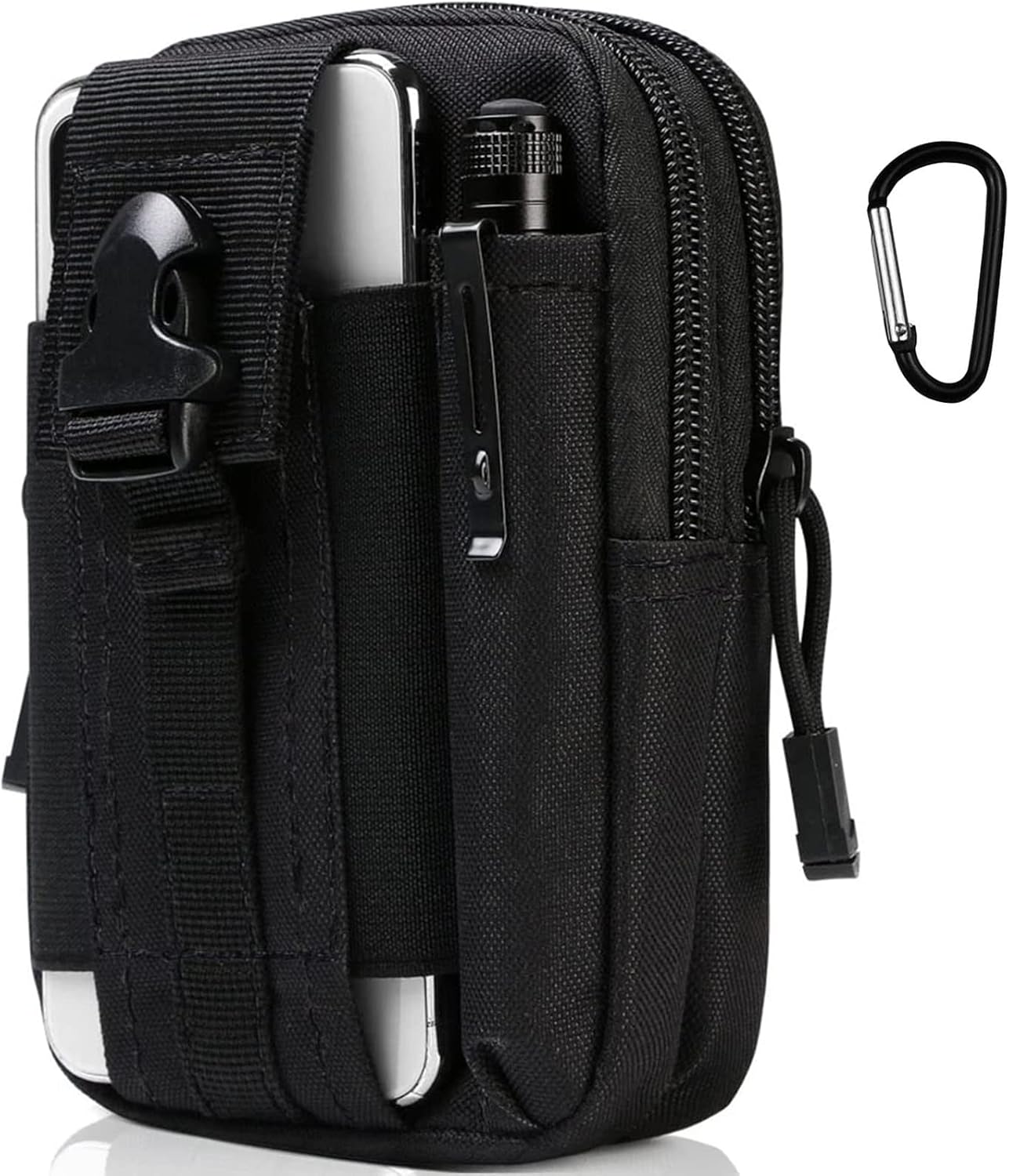 flintronic Bolsa Cintura Táctica, Bolso Cinturón Militar Compacto 1000D Nylon para Herramientas Pequeñas de Multiusos Teléfono Móvil al Aire Libre Deportes Senderismo y Camping, con Mosquetón