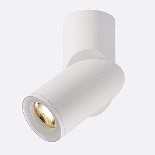 Foco LED de interior de 12W, dimensiones 18x6,8cm, fabricado en aluminio. Posee tecnología Jingyuan LED COB, rango de voltaje de 85-265V y temperatura de color 4000K. Diseño orientable 355° para máxim