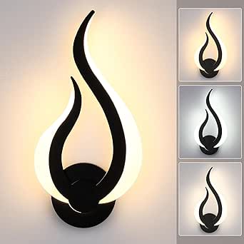Aplique de pared LED inteligente Lightess de 12 W con mando a distancia, para interiores, regulable (2700 K-6500 K), color negro, con iluminación vertical para habitación infantil, salón, dormitorio, pasillo y escalera.