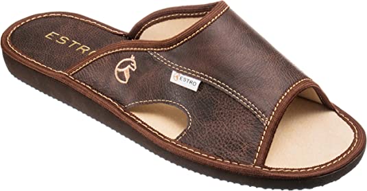 ESTRO Zapatillas De Casa Hombre Cuero Pantuflas Casa Hombre Suela De Memoria Verano, EU 40