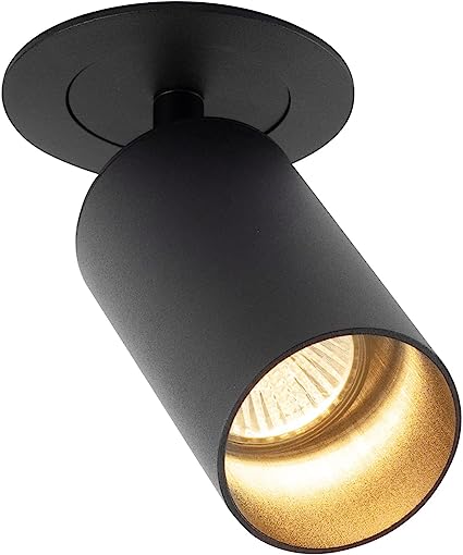 Yafido 360° foco de giratorio GU10 incorporado 90°Orientables LED Foco de techo negro Iluminación en Rieles de Techo Focos para el Techo LED,Focos ajustables y giratorios para interiores,sin bulbos