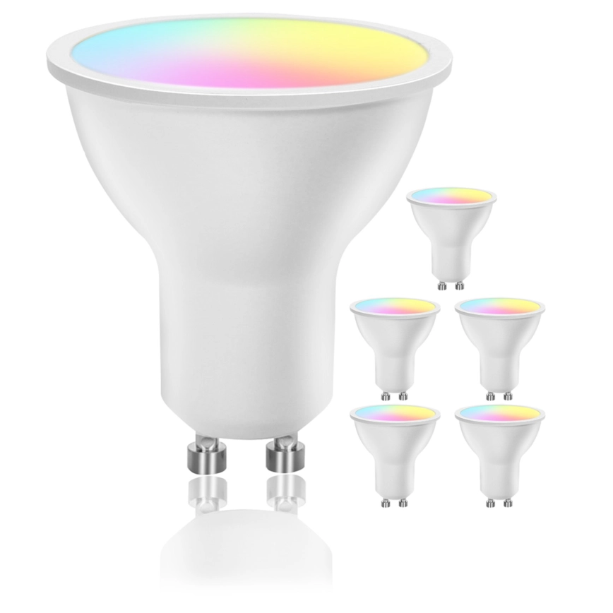 Bombillas LED inteligentes Aigostar Alexa GU10 SL2, 6,5 W, WiFi, RGBCW, 2700-6500 K, regulables, 26 modos de escena, control por app, compatibles con Alexa/Google Home, sin concentrador, paquete de 6