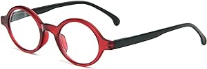 MMOWW Gafas de Lectura Redondas con Bisagras de Resorte - Gafas Anti Azul Para Computadora Para Hombres y Mujeres (Rojo, +1.0)