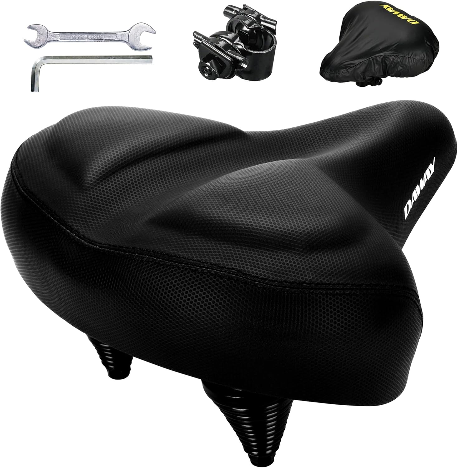 DAWAY Sillín de bicicleta de gran tamaño y cómodo City – C40 extra suave espuma acolchada sillín bicicleta para mujer hombre mayor, asiento universal de repuesto para bicicleta estática, MTB,