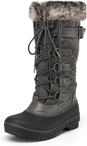 DREAM PAIRS Botas de Invierno para Nieve con Forro de Piel Sintética para Mujer Resistente al Agua Suela Antideslizante AVALANCHE-E