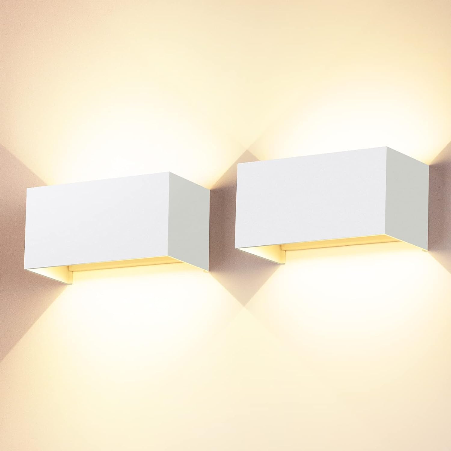 Lámparas de pared LED Cwycfw de 24 W para interiores y exteriores, paquete de 2 unidades, luz de pared con haz ajustable hacia arriba y hacia abajo, luz de pared blanca cálida de 3000 K, luz de pared LED para exteriores, resistente al agua IP65.