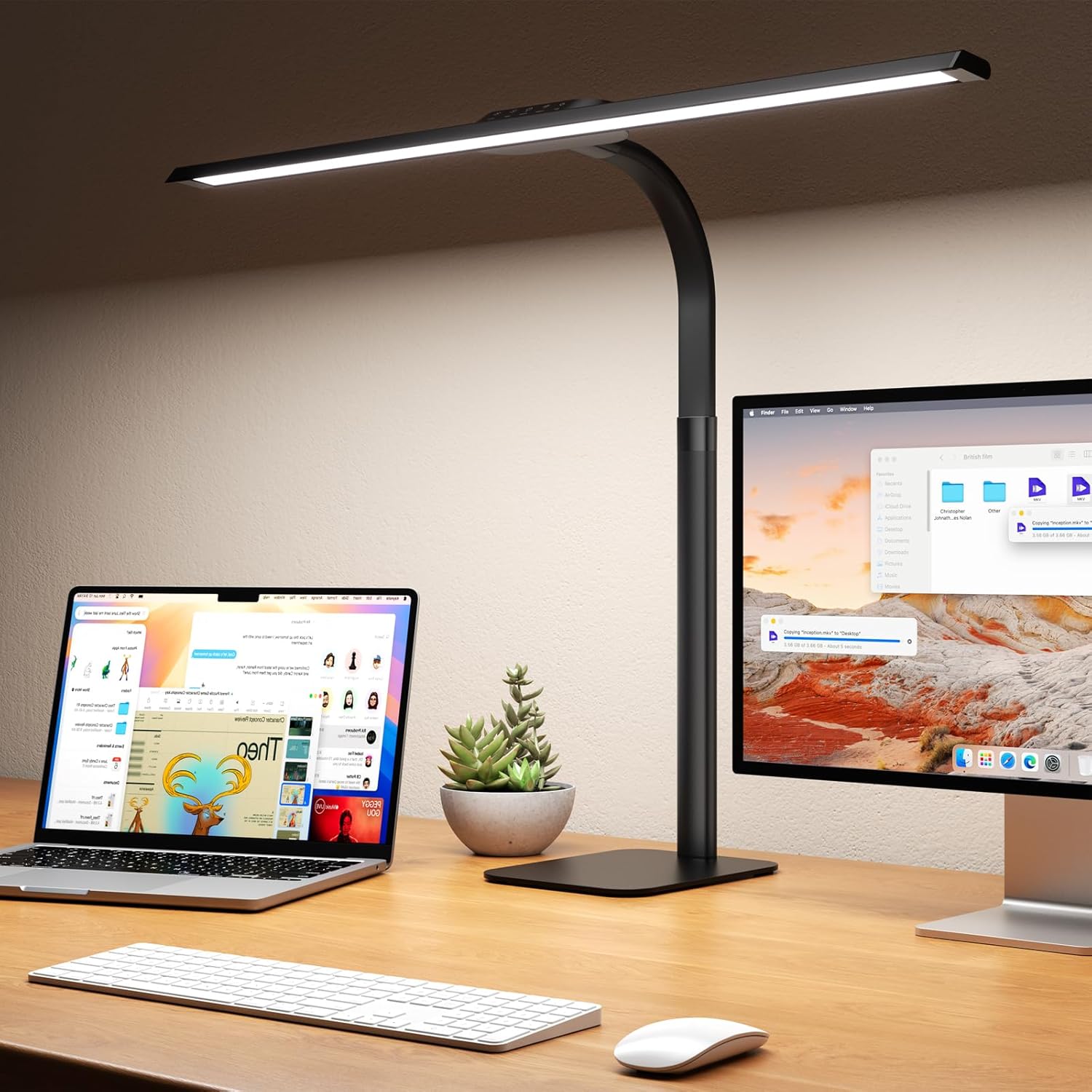 Lámpara de escritorio LED con base, 24W 80cm 1800Lumen Lámpara de luz diurna regulable ultra brillante con Standfu para oficina, trabajo, diseño, arquitecto, regulación automática