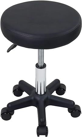 FURWOO Taburete Giratorio de Altura Ajustable con Ruedas Adecuado para masajes de salón de SPA Negro