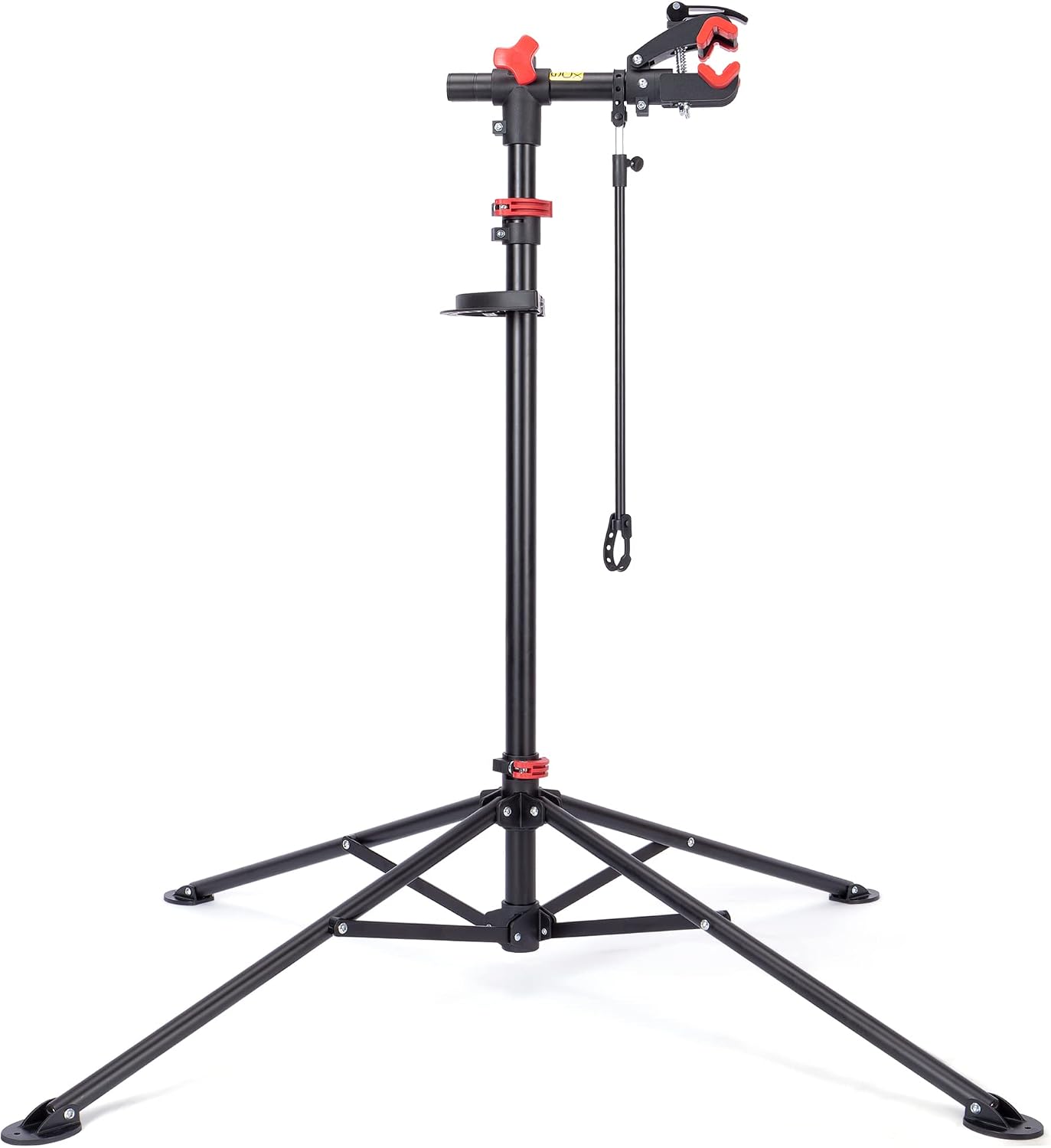 CXWXC Soporte de montaje para bicicleta, altura regulable, soporte de reparación giratorio 360°, con gran bandeja de herramientas, resistente para bicicletas de montaña, hasta 30 kg (negro)
