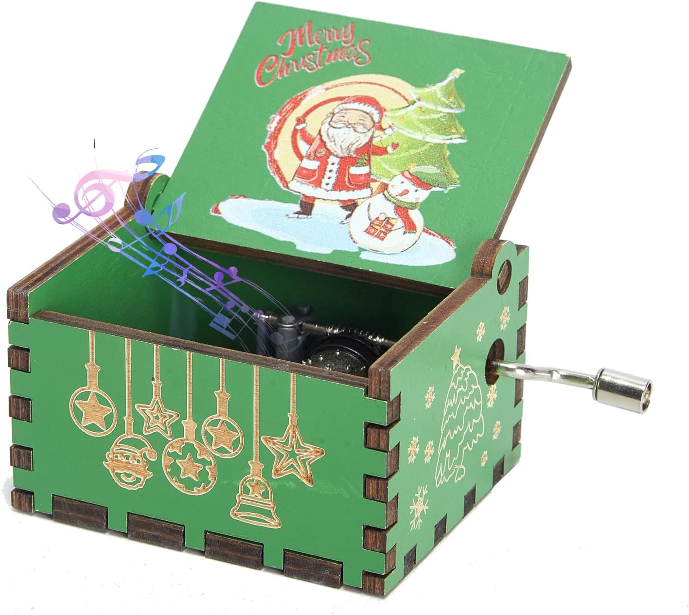 Huifengjie Caja Música Madera, Caja Música Madera Manivela, melodía del Tema Happy Christmas, 18 Notas Caja de música para Regalo de Cumpleaños del Día de San Valentín de Navida