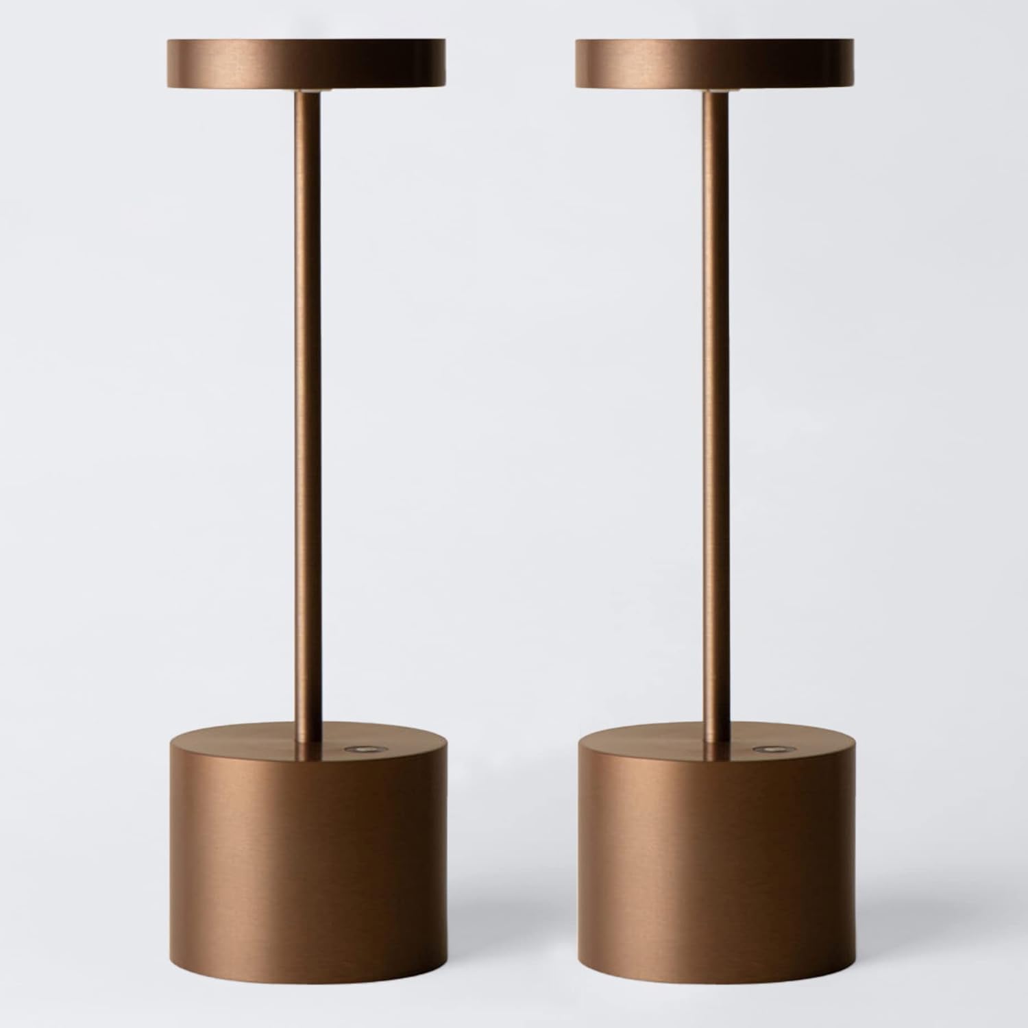 HYMZP 2 Piezas Lámpara de Mesa Inalámbrica, Lámpara de Mesa LED Recargable de 5000mAh,Regulable, Lámpara de Metal, Para el Comedor, el dormitorio, el exterior (Marrón)