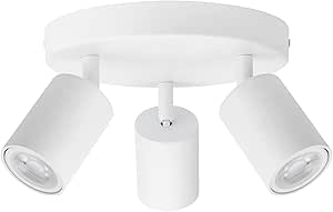 Foco de techo Klighten blanco de 3 luces, GU10, giratorio, para cocina, dormitorio, salón y pasillo. Bombilla no incluida.