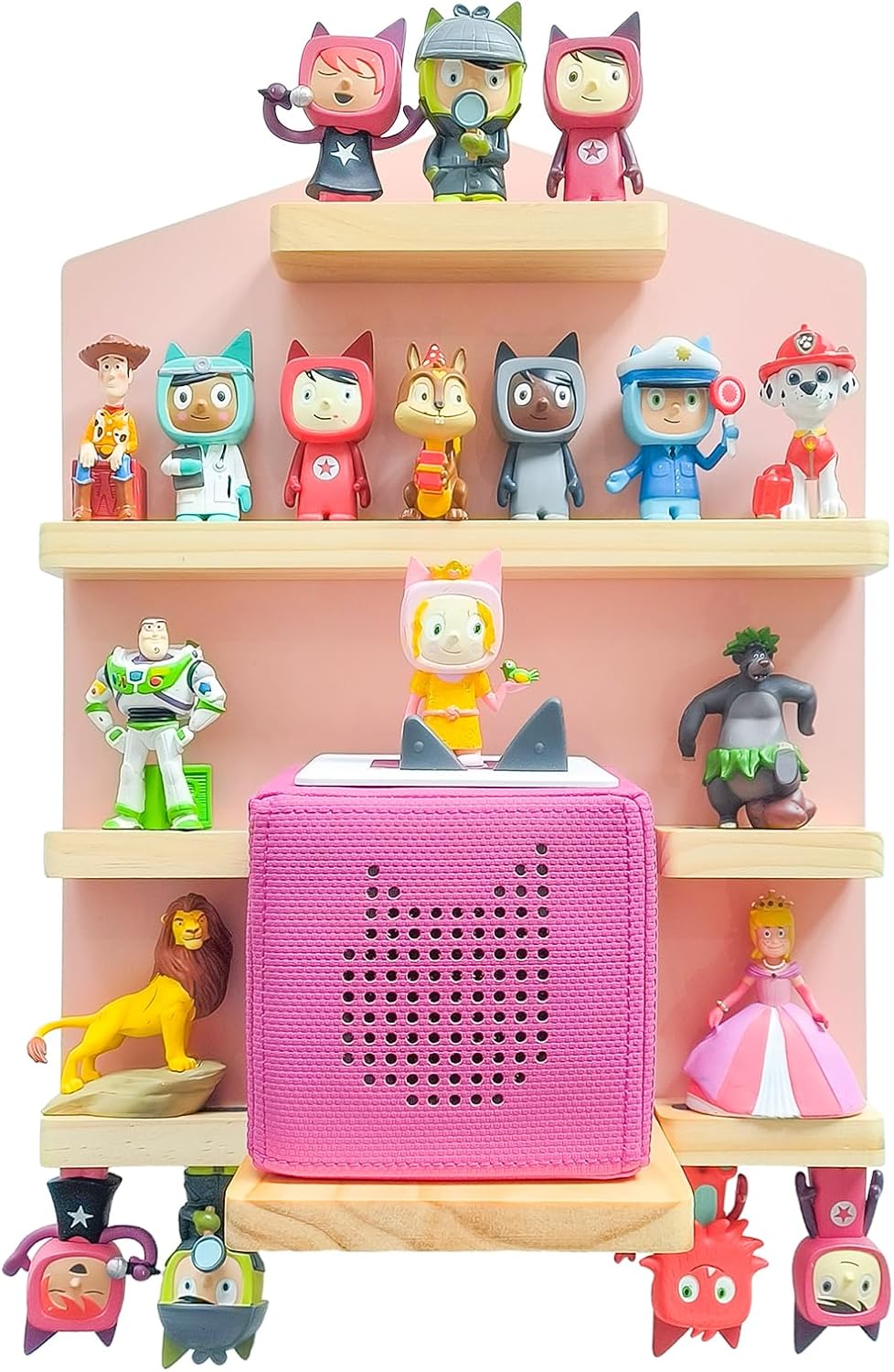 Estantería magnética de pared para caja Toniebox Toniebox Estantería con espacio para 20 figuras auditivas Tonie, decorar la habitación de los niños para jugar y coleccionar Shelf (casa - rosa)