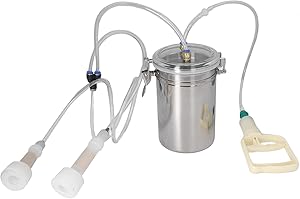 Hztyyier Máquina de Ordeño de Cabra, Máquina de Leche de 2 L, Ordeñador de Cabra Manual, Botella de Acero Inoxidable, Kit de Ordeño Portátil para Granja de Plantas de Leche