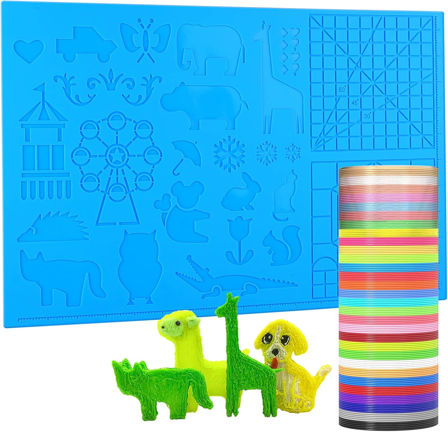 Dikale Alfombrilla de silicona, tamaño grande, con filamento PLA de 1,75 mm, juego de 30 colores, cada color 3M, para niños, 3D