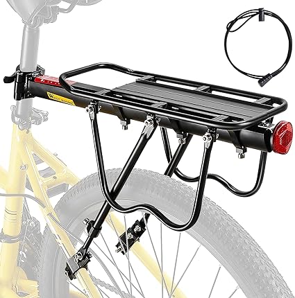 West Biking Portaequipajes para bicicleta de montaña – Estable portaequipaje de bicicleta de montaña robusto MTB portaequipajes de aluminio portaequipaje de montaje fácil portaequipaje bicicleta trasera, carga máxima 50 kg