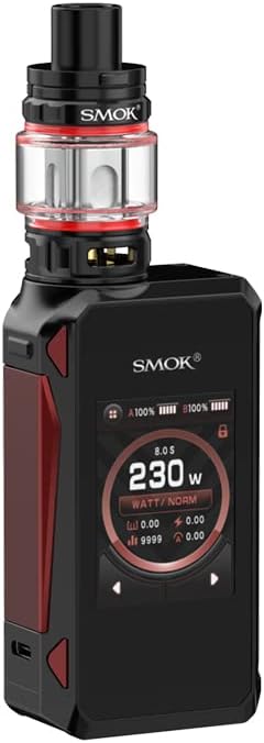 Smok G-Priv 4 Kit | 230W G Priv 4 Mod con pantalla táctil a todo color y 6.5 ml TFV 18 mini tanque V18 Mini bobinas V9 Bobina de malla sin nicotina, compacto