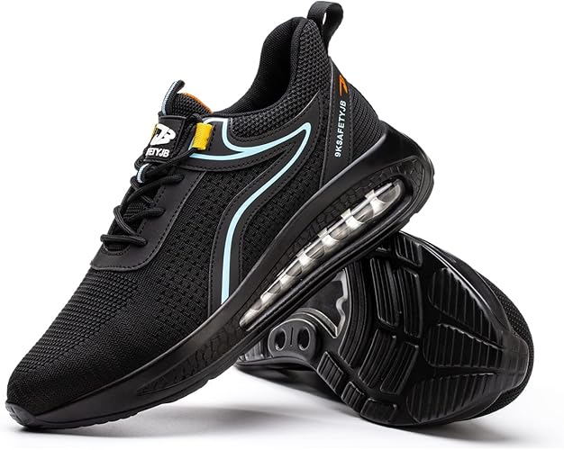 Dmyuki Zapatos de trabajo para hombre y mujer, zapatos de seguridad S3, ligeros, con puntera de acero, impermeables, deportivos, transpirables 45