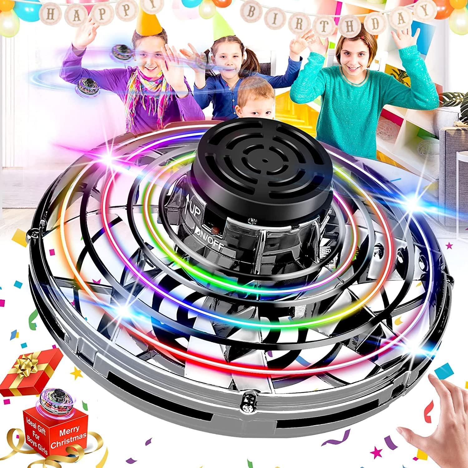 Fly UFO Spin Drone, UFO Mini Drone Flying Ball,Handgesteuter Fliegender Ball,Fingerdrehel Flugspielzeug,Flying Spinner Ledzfly Flay UFO Nova,Jungen Mädchen Indoor Outdoor Flugzeuge