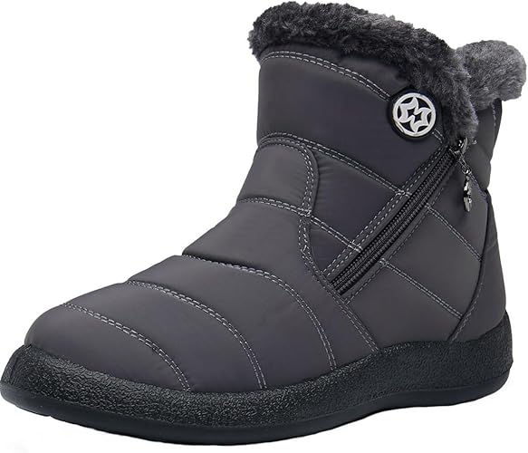 Gaatpot Botas de Nieve para Mujer Botines de Invierno Impermeable Con Cremallera Forradas Calientes Boots Zapatos Outdoor Ultraligero Antideslizante