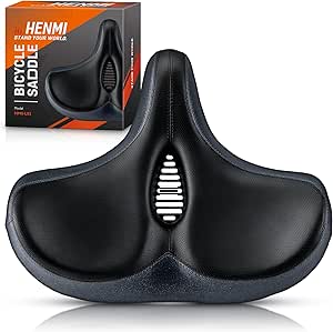 HENMI Sillín de bicicleta, cómodo y suave para hombre y mujer, sillín de bicicleta con suspensión, ergonómico, amortiguador de golpes, transpirable, impermeable, universal, para bicicleta de ciudad,