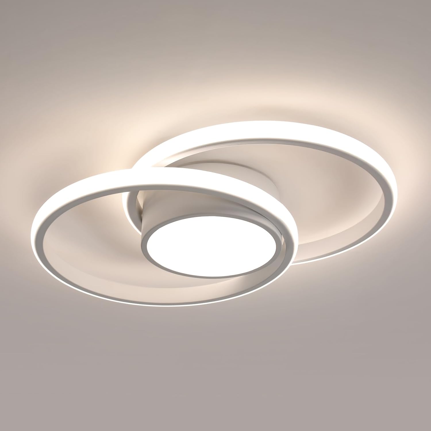 Lámpara de techo LED moderna de 42 W, redonda, ideal para dormitorio, baño, cocina y balcón. Diámetro de 40 cm. Luz natural de 4500 K. Color blanco.