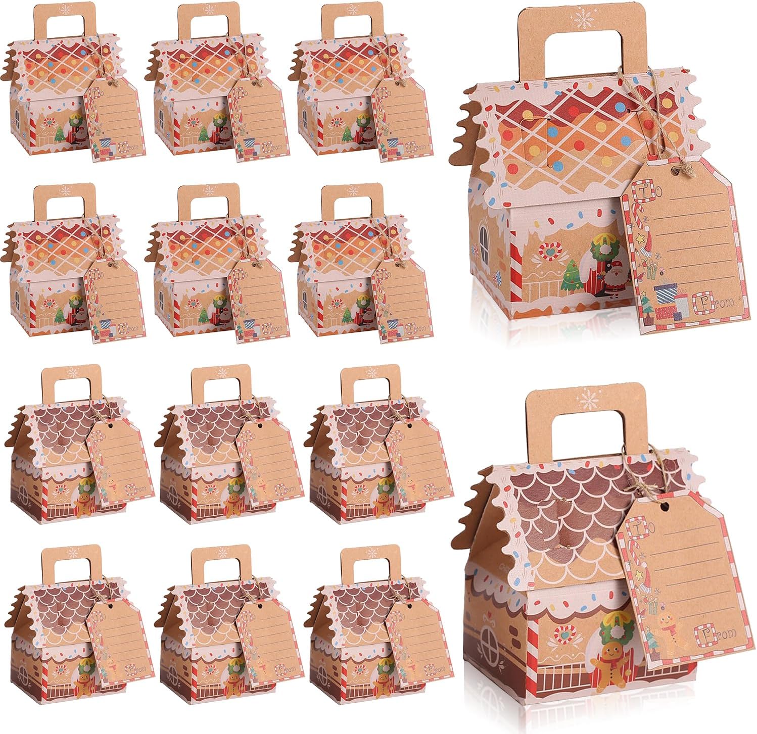 24 Piezas Bolsas de Regalo Navidad,Bolsas Navidad de Kraft Reutilizables,Bolsa de Papel de Regalo de Fiesta,Bolsa de Papel Navideña,Bolsa Navidad,Bolsas para Regalos con Tema de Navidad