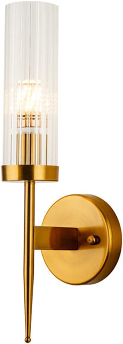 Lámpara de pared NICRX E14 con base dorada y cristal, lámpara de pared decorativa moderna de cristal para interiores, ideal para sala de estar, dormitorio o pasillo (1 luz).