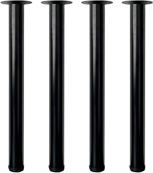 Patas de mesa Jahof de metal negro de 60 cm, patas de tubo redondo de acero de Ø50 mm, patas de mueble regulables en altura, patas de mesa ajustables para mesa de comedor, mesa de centro y mesa de té,