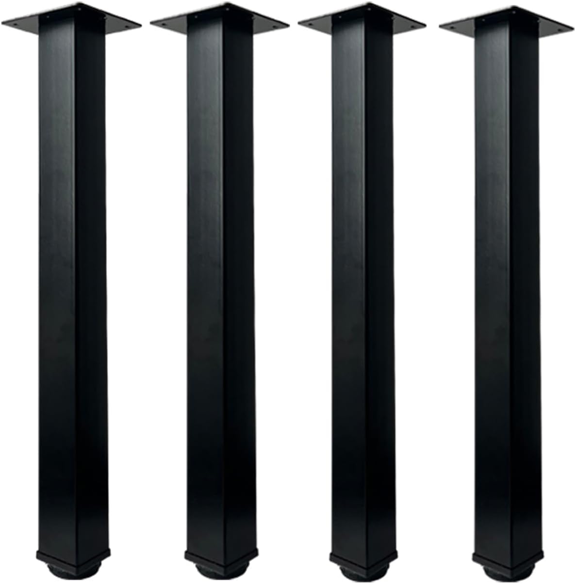 Patas de mesa metálicas Jahof, altura regulable para mesas de centro y mesas auxiliares, perfil cuadrado de 50x50 mm, 4 unidades (negro, 50 cm)
