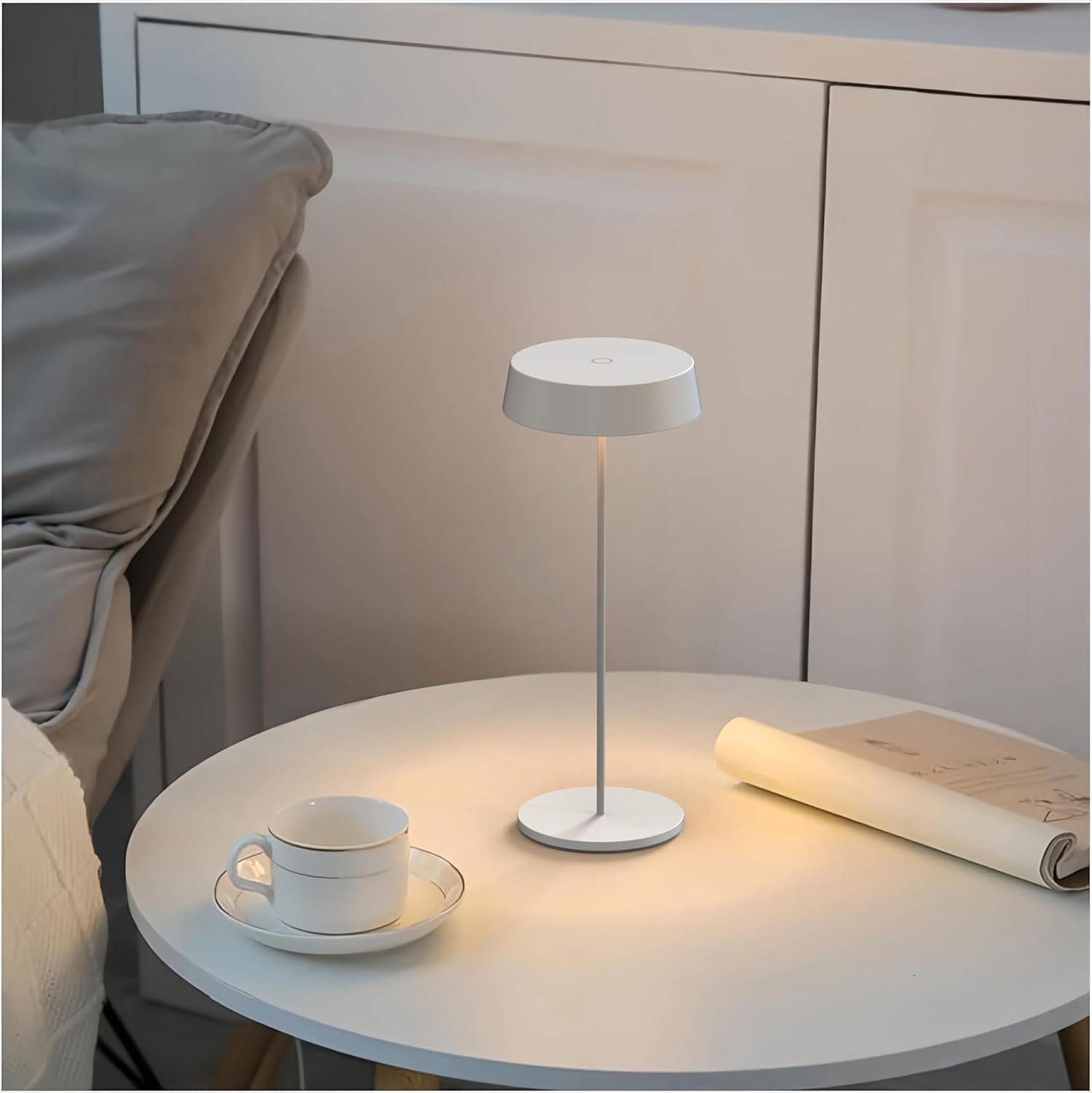 Palmina 901, lámpara de mesa inalámbrica, recargable y regulable en aluminio, pantalla inalámbrica de 4400 mAh, protección IP54, luz de mesa para exterior/interior/blanca.