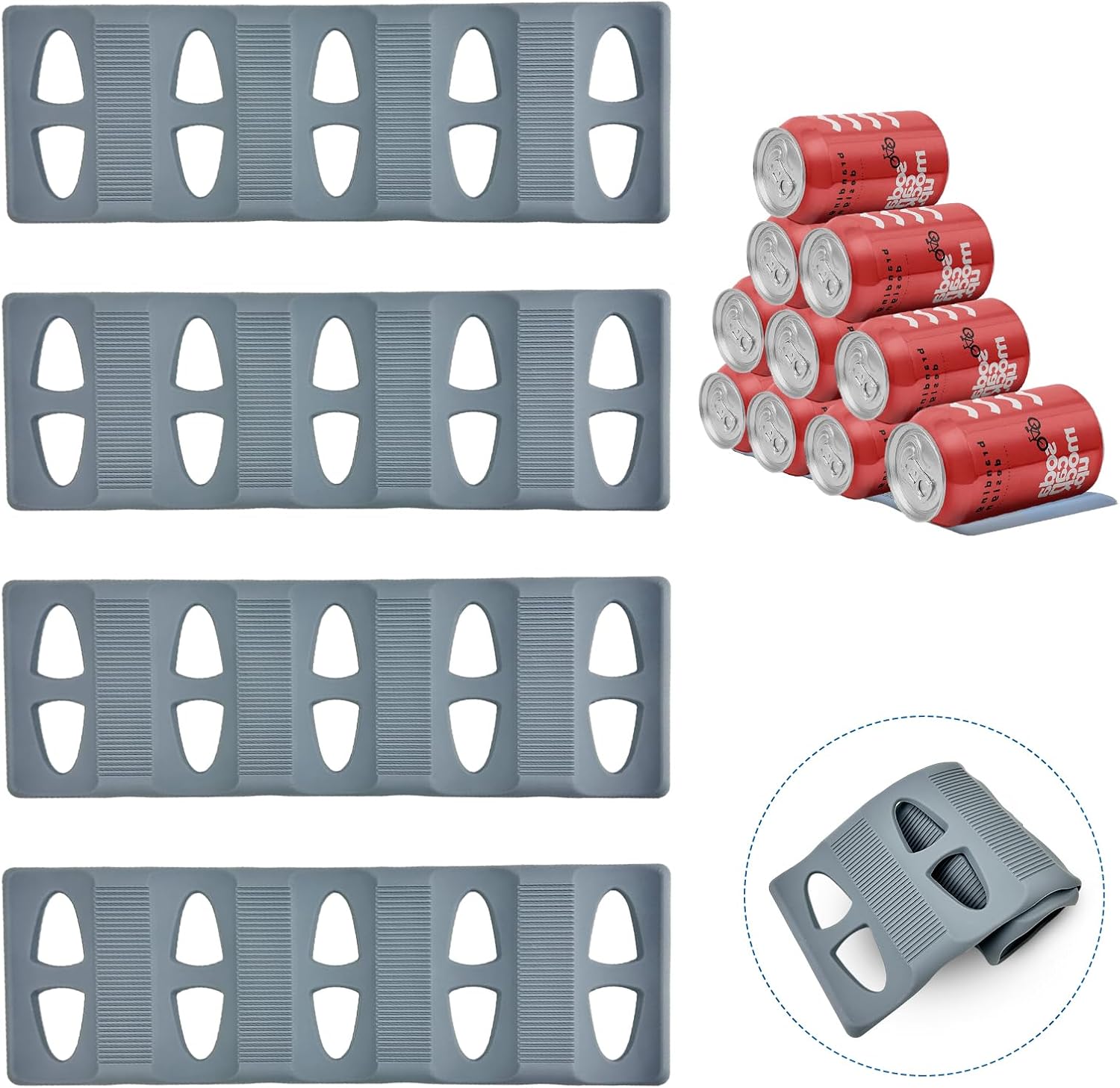 Irenwarl 4pzas Botellero de Silicona Universal para Botellas de Cerveza Apilable, para Refrescos Latas de Vino (Gris)