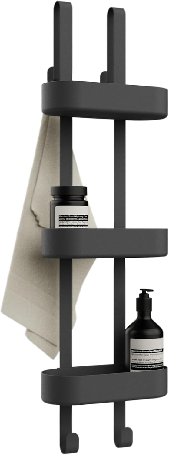 Bamodi Organizador de Ducha, Organizador de Plástico de 3 Niveles, Cestas de Altura Ajustable, Sin Rayones, Fácil de Colgar, Sin Óxido, Mucho Espacio de Almacenamiento para Accesorios de Ducha - Organ