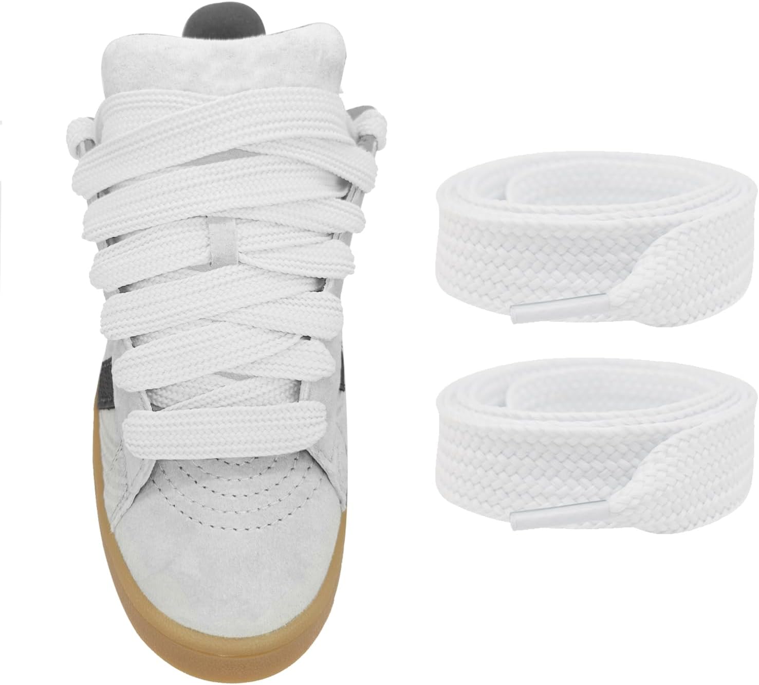 Cordones de 15 mm de grosor para zapatillas Adidas Campus 00s, cordones anchos y planos de repuesto para zapatos (blanco, 54""/140 cm)