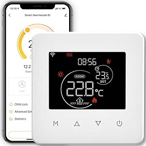 Termostato inteligente MOES para suelo radiante, termostato de ambiente eléctrico para suelo radiante, programable por WiFi, compatible con Alexa/Google Home y app Smart Life/Tuya.