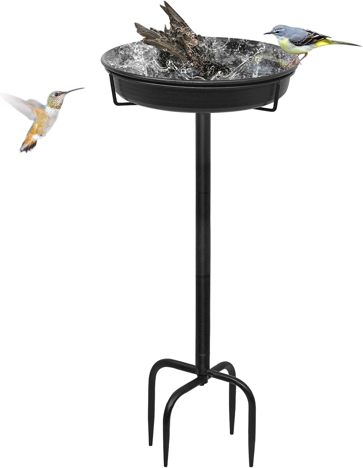 Baño para pájaros Giyiprpi de 35,5 pulgadas, comedero para pájaros, bebedero de pie, baño para pájaros de jardín para aves silvestres, baño grande a prueba de heladas y resistente al invierno (azul)