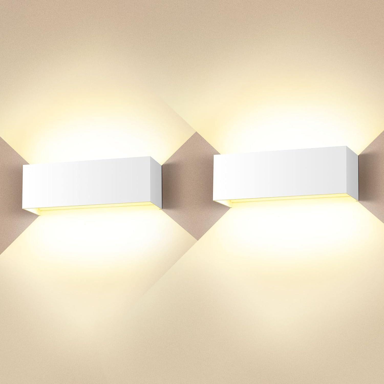 Lámpara de pared LED Cwycfw de 36 W para interiores y exteriores, paquete de 2 unidades, luz blanca con haz ajustable hacia arriba y hacia abajo, luz blanca cálida de 3000 K, resistente al agua IP65.