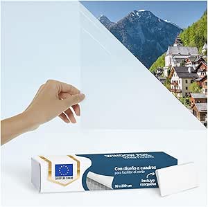 Película para ventanas Blumtal 90x200 cm, juego de 2, opaca y estática, adhesiva + espátula - lámina de privacidad recortable para ventanas + protección UV - lámina de vidrio esmerilado autoadhesiva - lámina de privacidad blanca con aspecto esmerilado