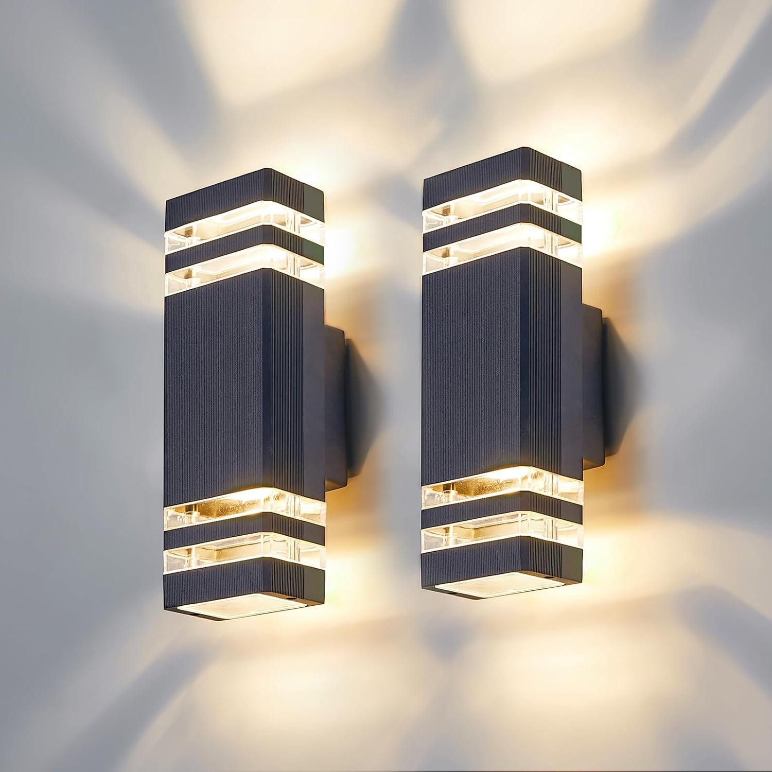 Aplique de pared LED CELAVY, lámpara de pared exterior, 2 unidades, IP65, GU10 arriba/abajo, para pared de casa, patio, gris antracita